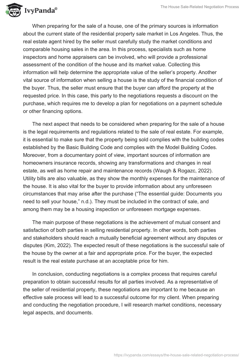 The House Sale-Related Negotiation Process. Page 2