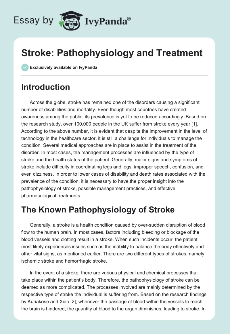 Stroke: Pathophysiology and Treatment. Page 1