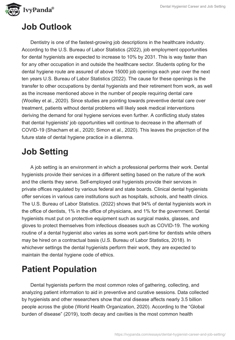 Dental Hygienist Career and Job Setting. Page 2
