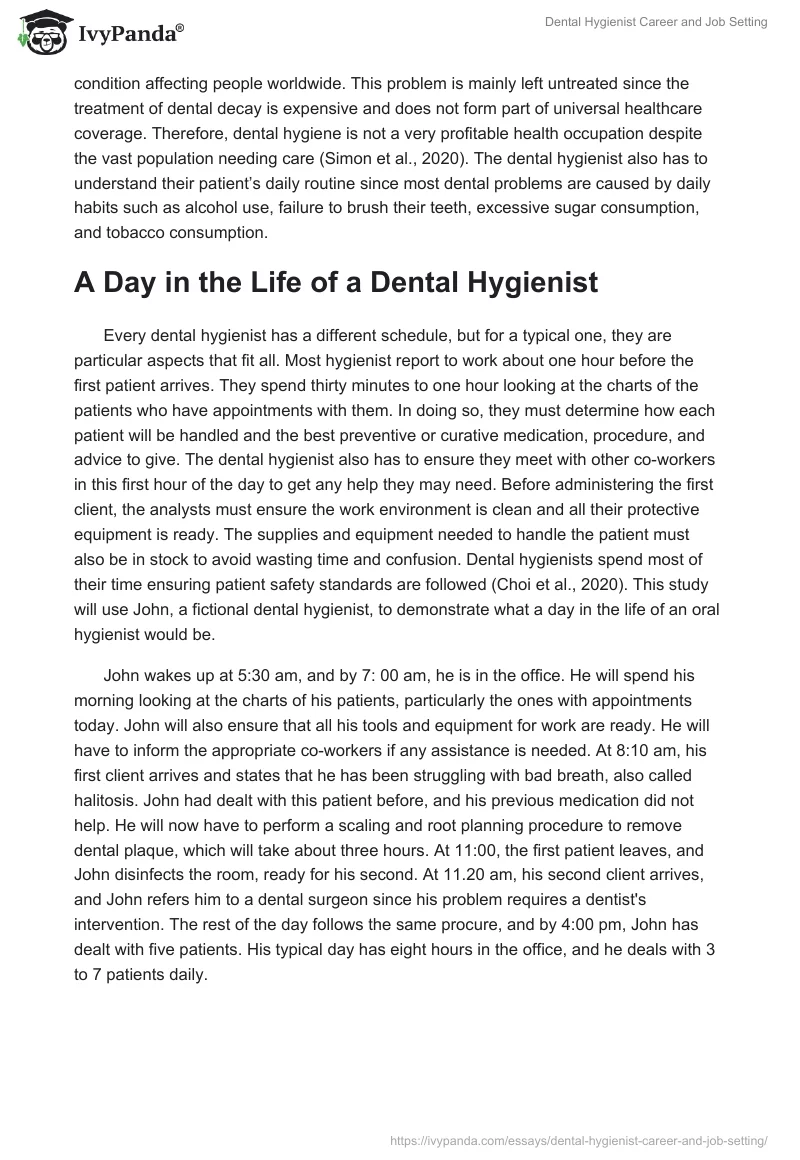 Dental Hygienist Career and Job Setting. Page 3