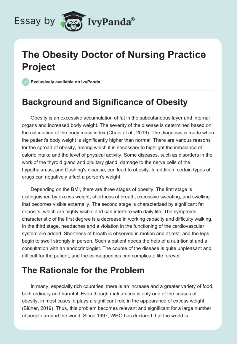 Obesity, Its Epidemiology and Relevance in Nursing. Page 1