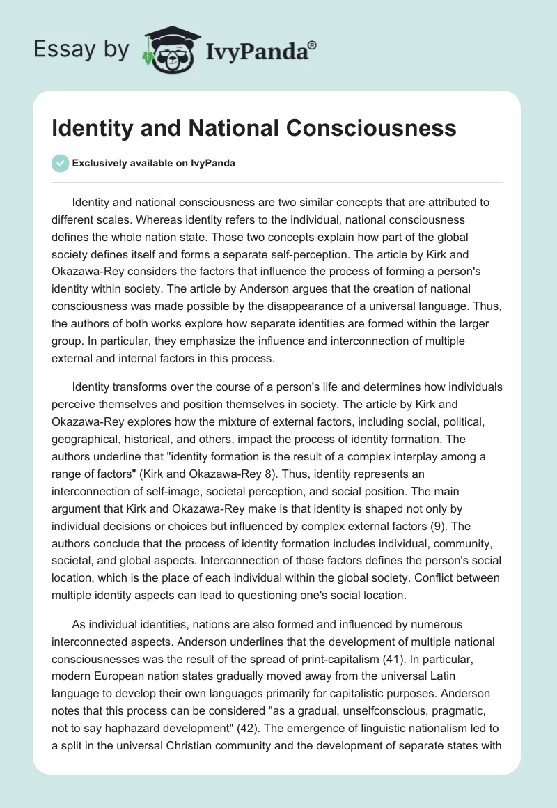 Identity and National Consciousness. Page 1