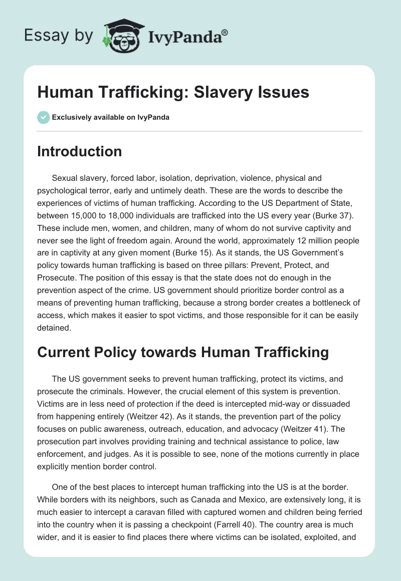 Human Trafficking: Slavery Issues. Page 1
