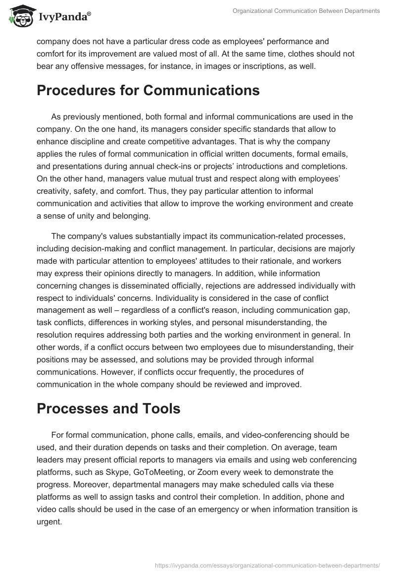 Organizational Communication Between Departments. Page 3