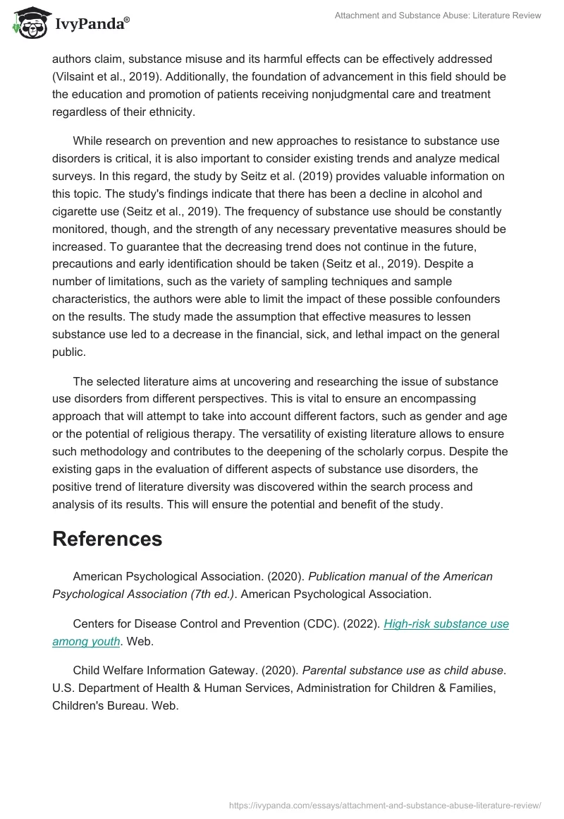 Attachment and Substance Abuse: Literature Review. Page 3
