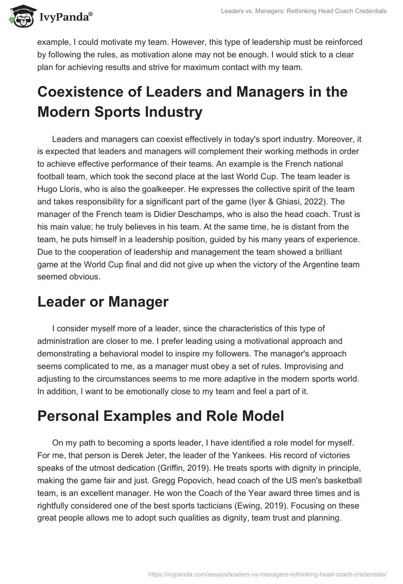 Leaders vs. Managers: Rethinking Head Coach Credentials. Page 2