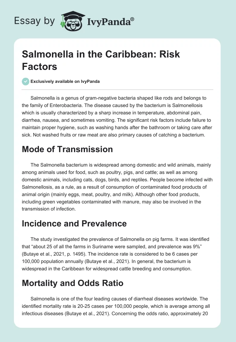 Salmonella in the Caribbean: Risk Factors. Page 1