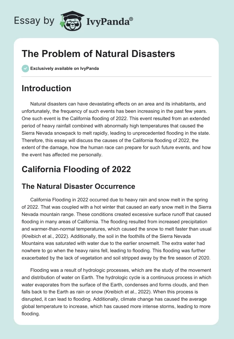 The Problem of Natural Disasters. Page 1