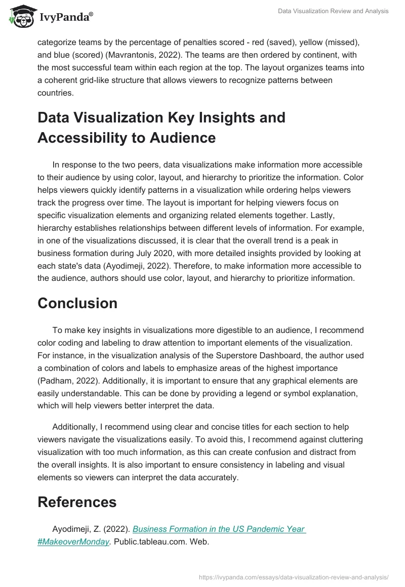 Data Visualization Review and Analysis. Page 2