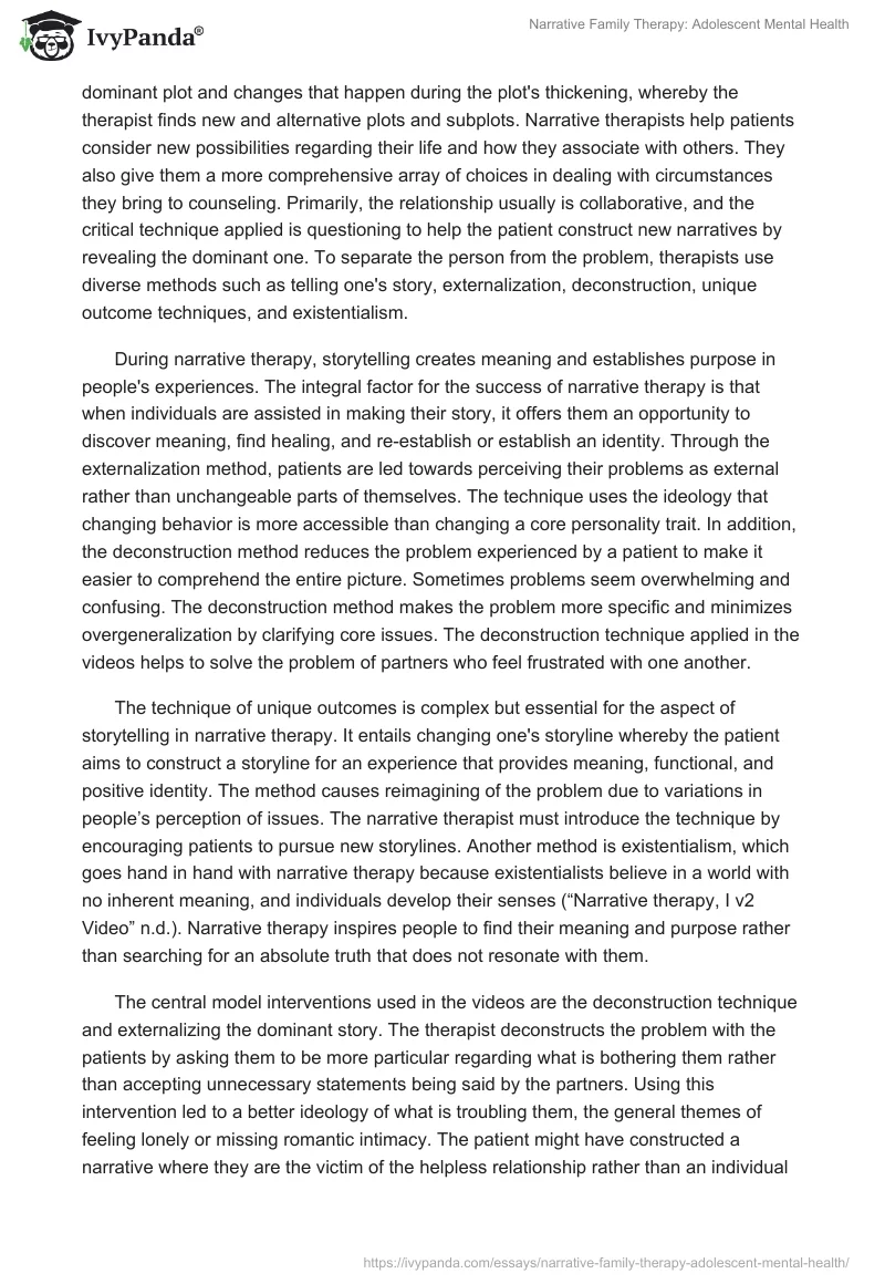 Narrative Family Therapy: Adolescent Mental Health. Page 2
