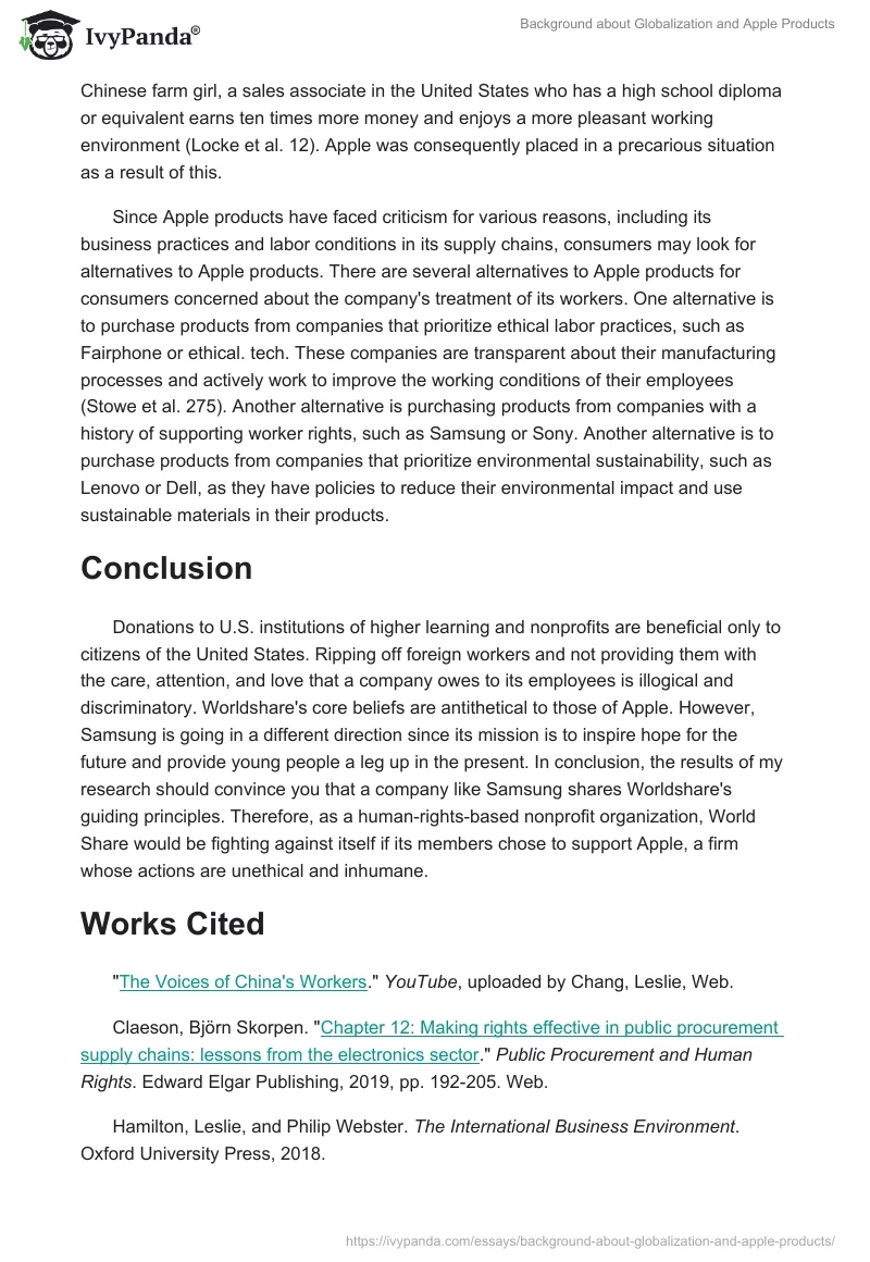 Background About Globalization and Apple Products. Page 3