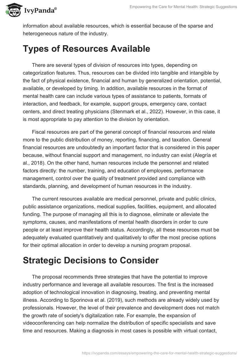 Empowering the Care for Mental Health: Strategic Suggestions. Page 2