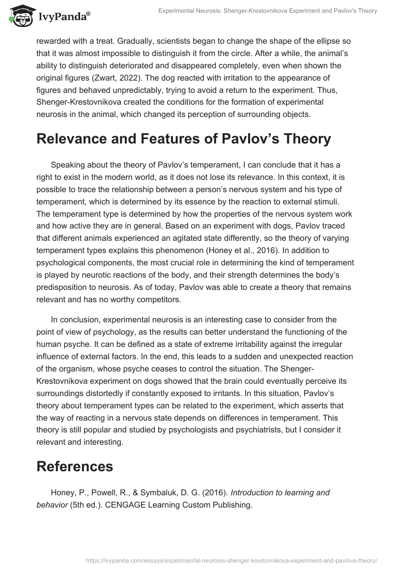 Experimental Neurosis: Shenger-Krestovnikova Experiment and Pavlov's Theory. Page 2