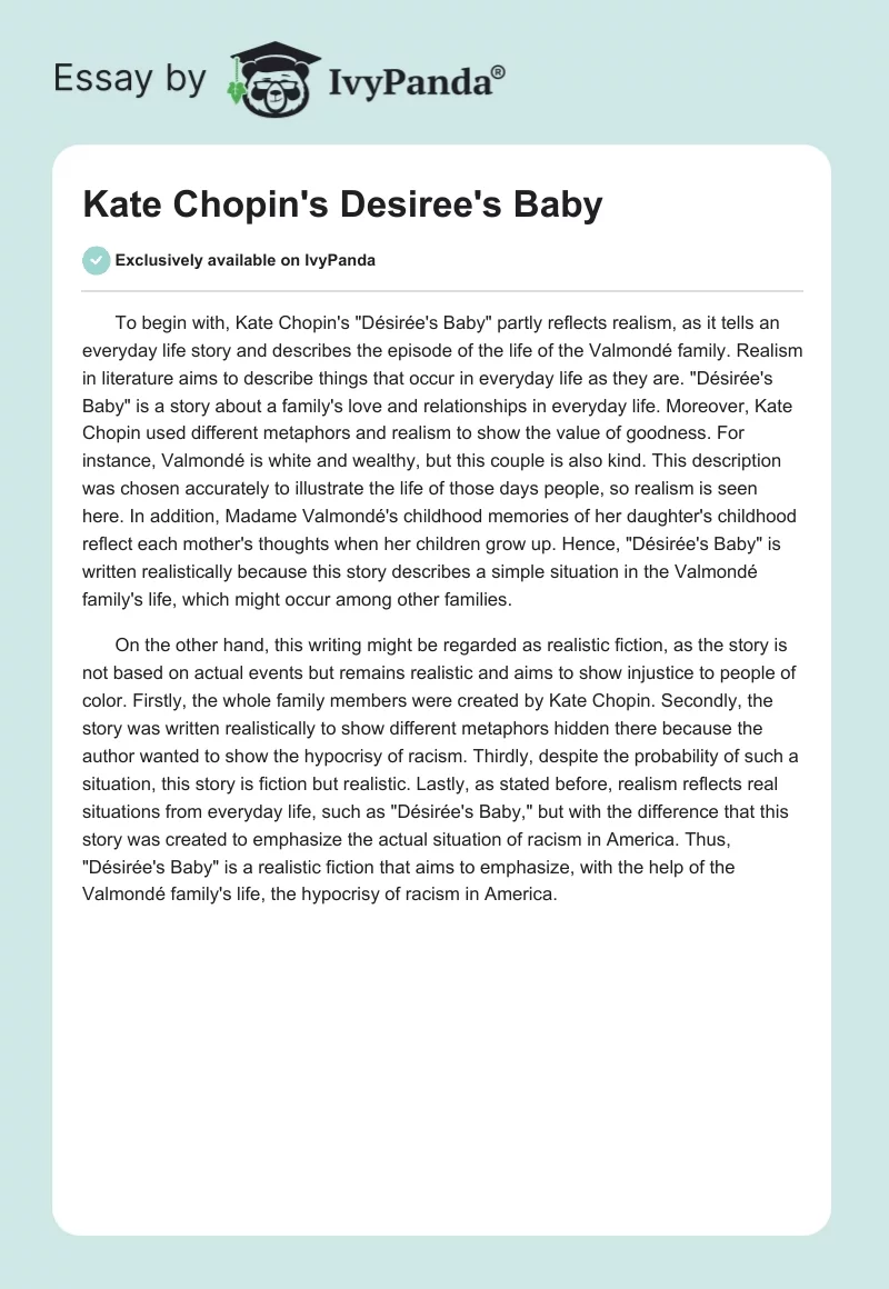 Kate Chopin's "Desiree's Baby". Page 1