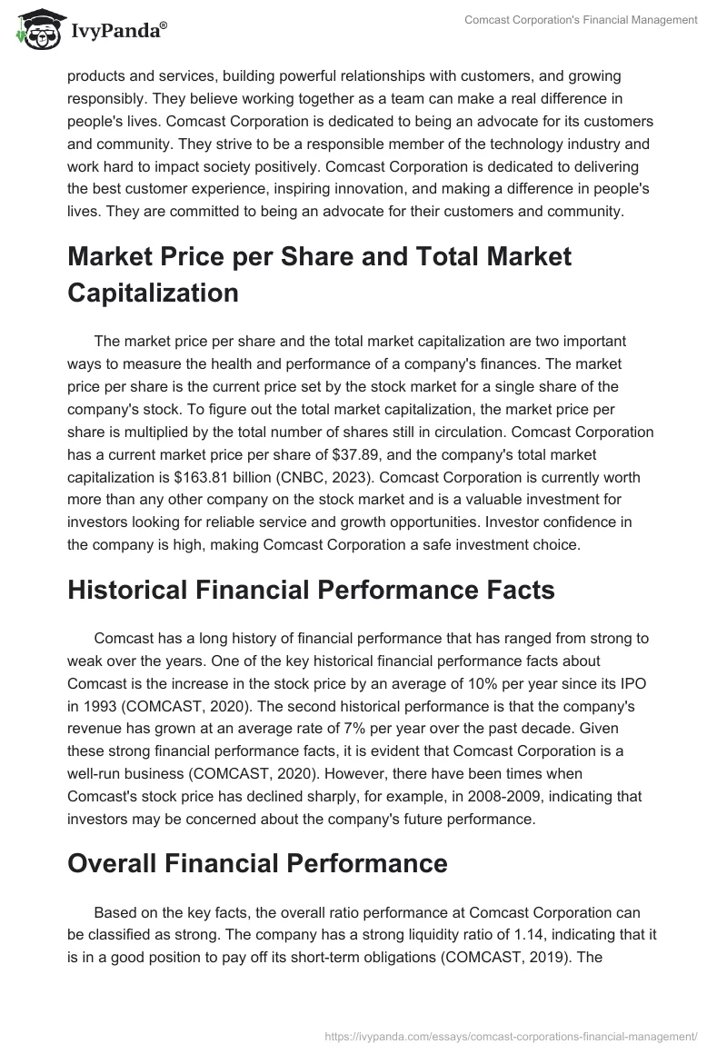 Comcast Corporation's Financial Management. Page 2