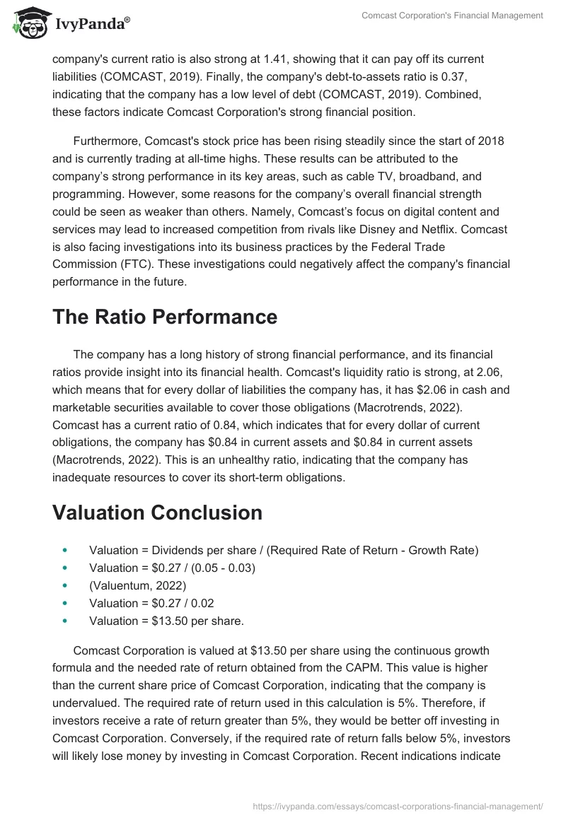 Comcast Corporation's Financial Management. Page 3