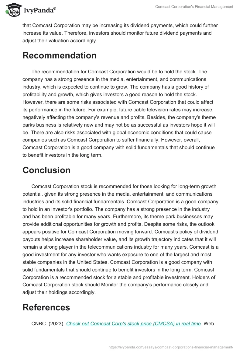 Comcast Corporation's Financial Management. Page 4