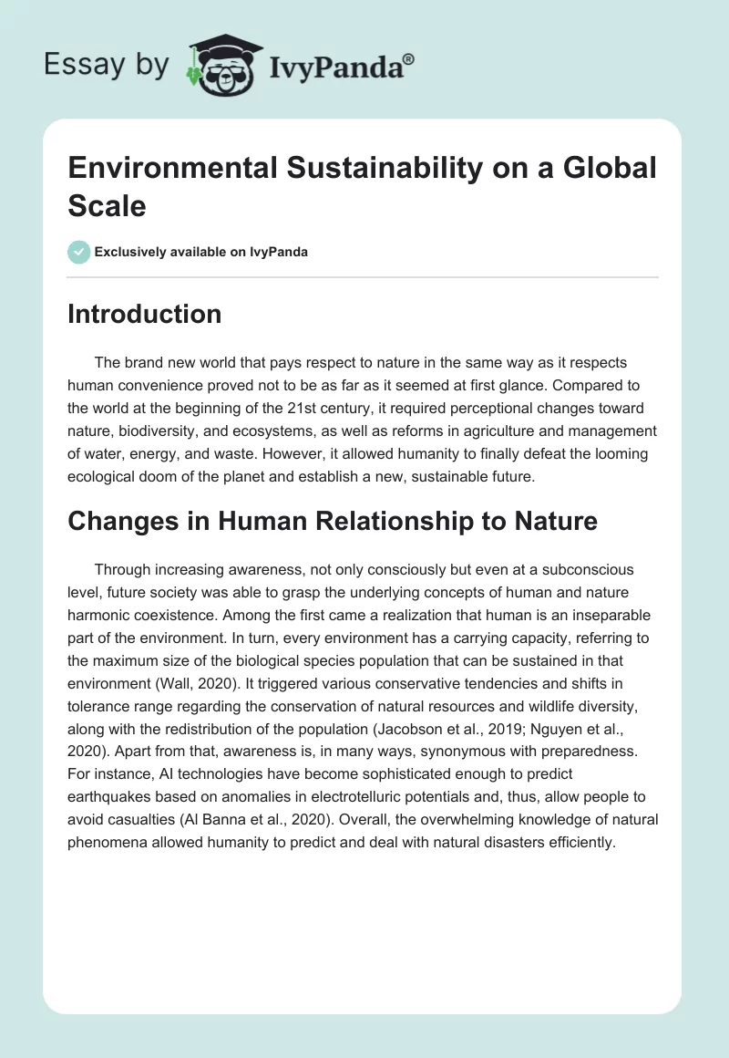 Environmental Sustainability on a Global Scale. Page 1
