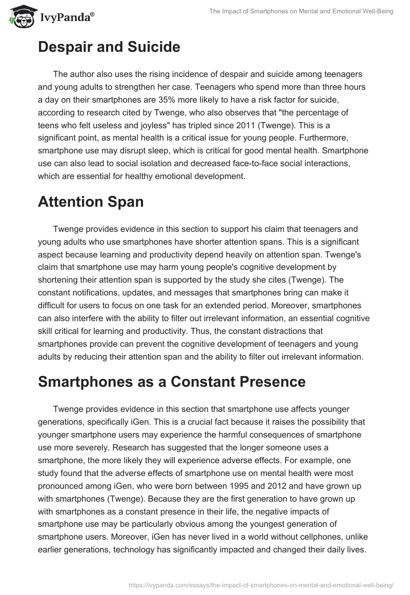 The Impact of Smartphones on Mental and Emotional Well-Being. Page 2