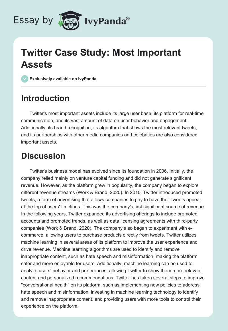 Twitter Case Study: Most Important Assets. Page 1