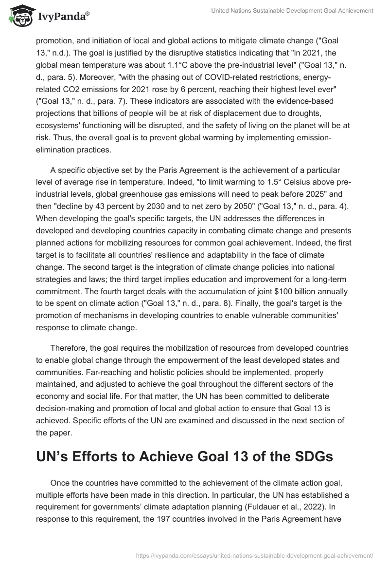United Nations Sustainable Development Goal Achievement. Page 2