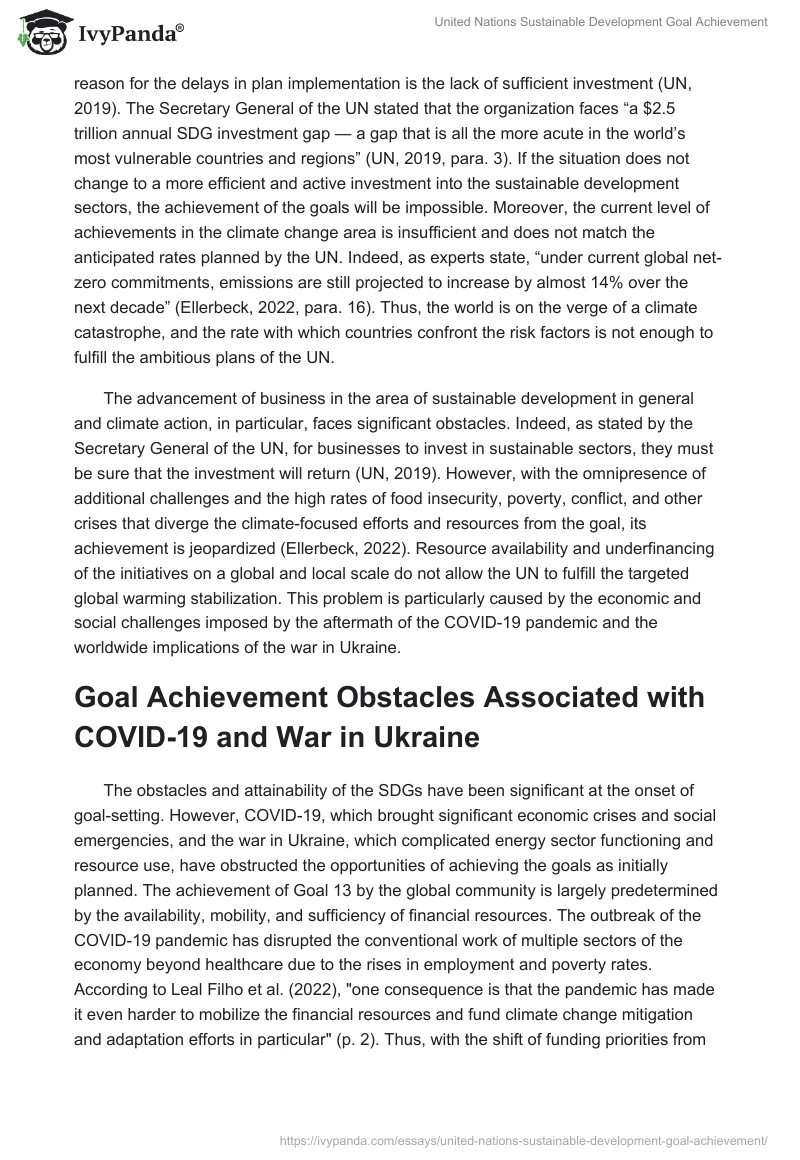 United Nations Sustainable Development Goal Achievement. Page 4