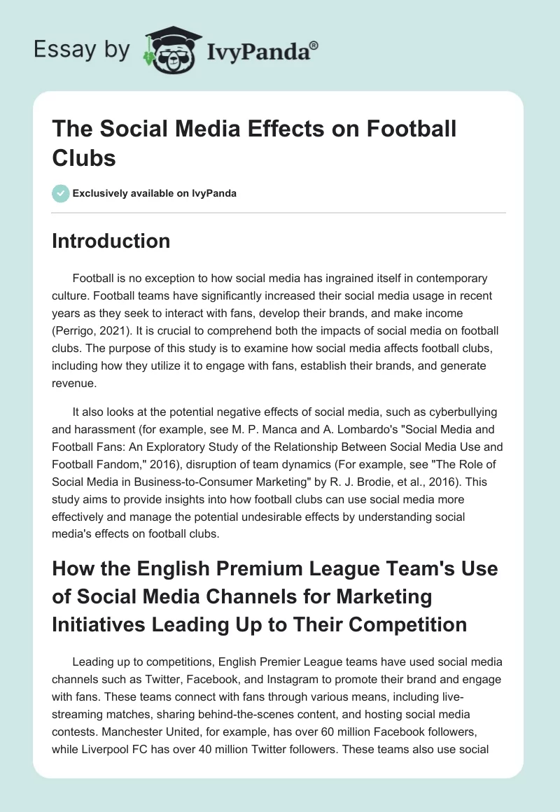 The Social Media Effects on Football Clubs. Page 1