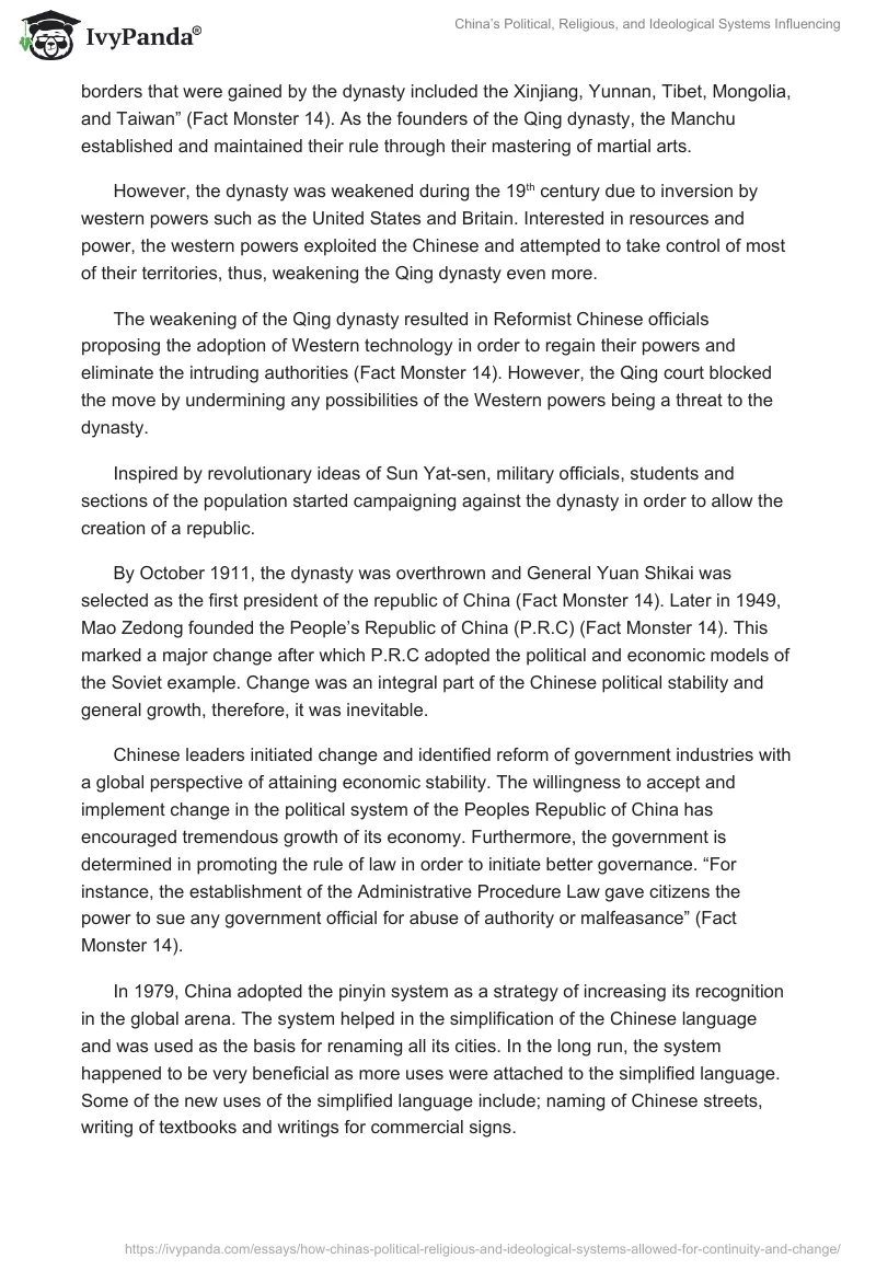 China’s Political, Religious, and Ideological Systems Influencing. Page 2