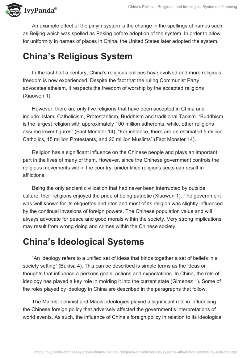 China’s Political, Religious, and Ideological Systems Influencing. Page 3