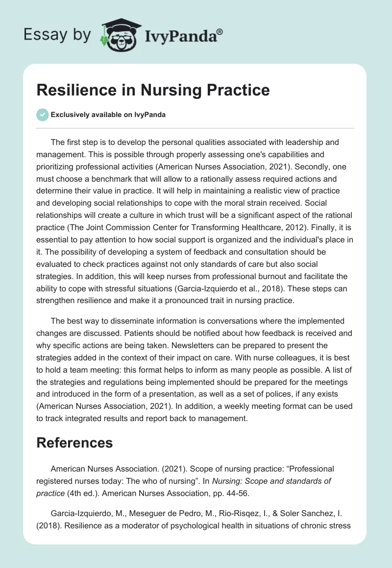 Resilience in Nursing Practice. Page 1