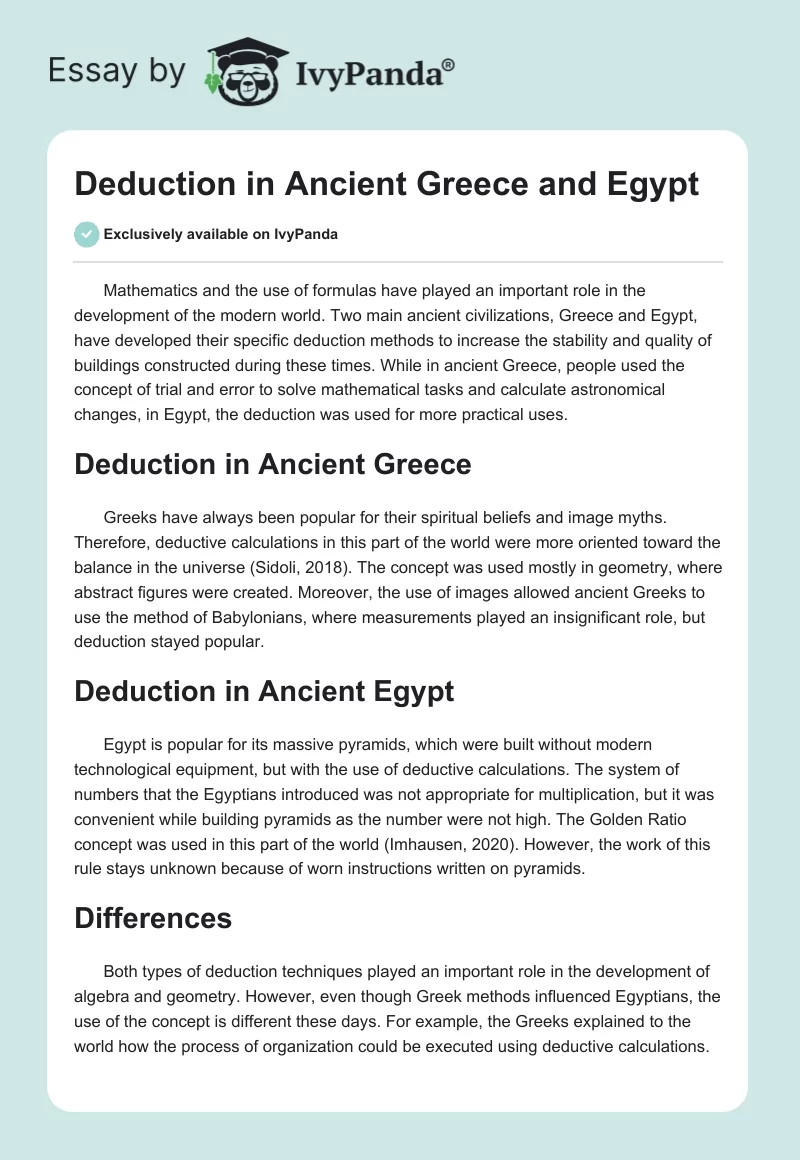 Deduction in Ancient Greece and Egypt. Page 1