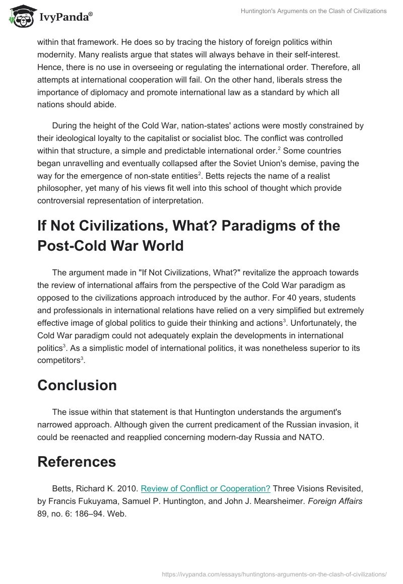 Huntington's Arguments on the Clash of Civilizations. Page 2