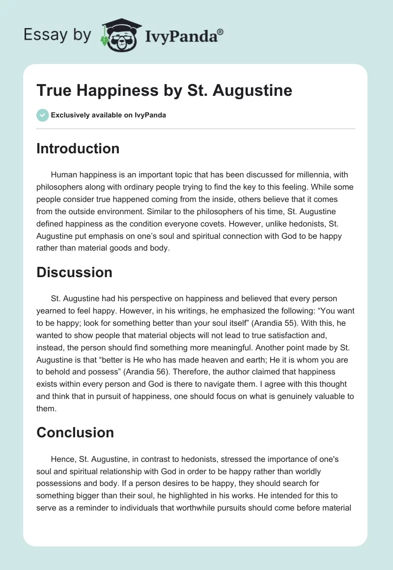 True Happiness by St. Augustine. Page 1