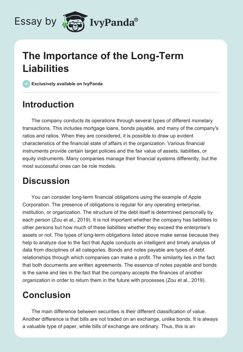The Importance of the Long-Term Liabilities. Page 1