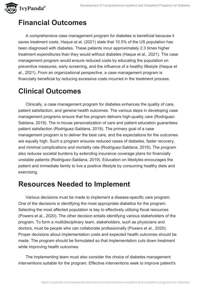 Development of Comprehensive Inpatient and Outpatient Programs for Diabetes. Page 3