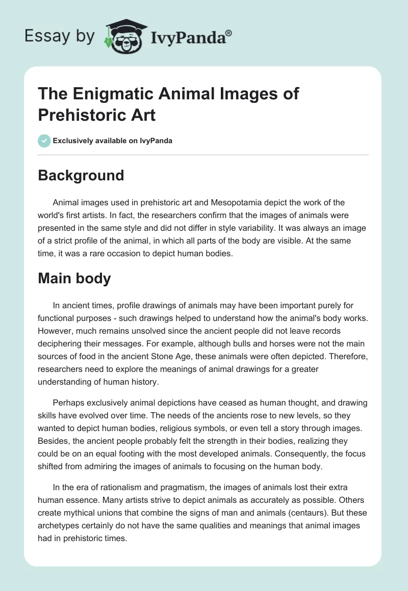 The Enigmatic Animal Images of Prehistoric Art. Page 1