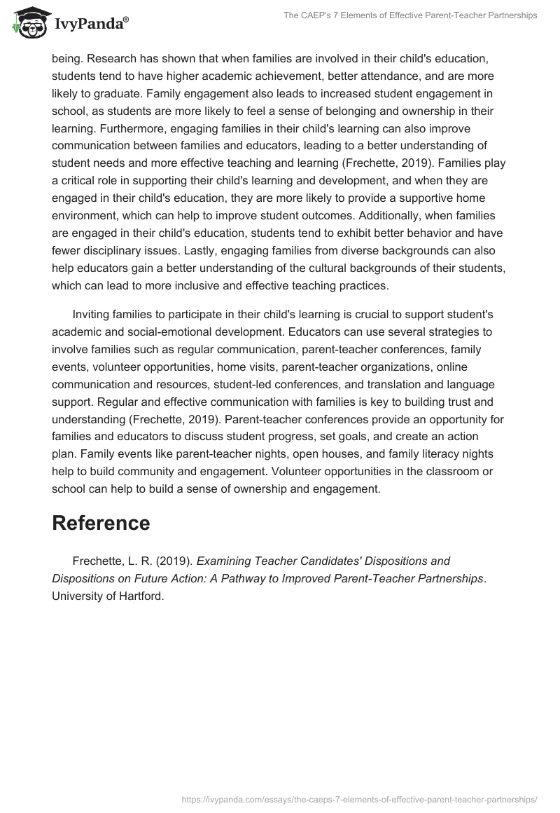 The CAEP's 7 Elements of Effective Parent-Teacher Partnerships. Page 2