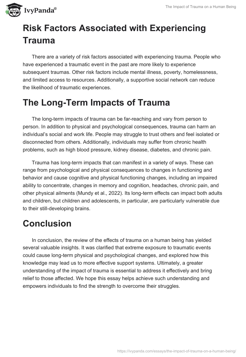The Impact of Trauma on a Human Being. Page 3