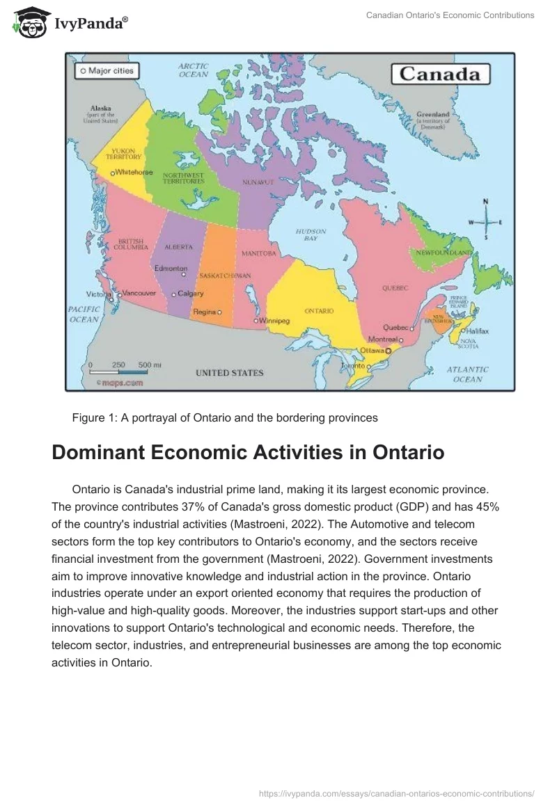 Canadian Ontario's Economic Contributions. Page 2