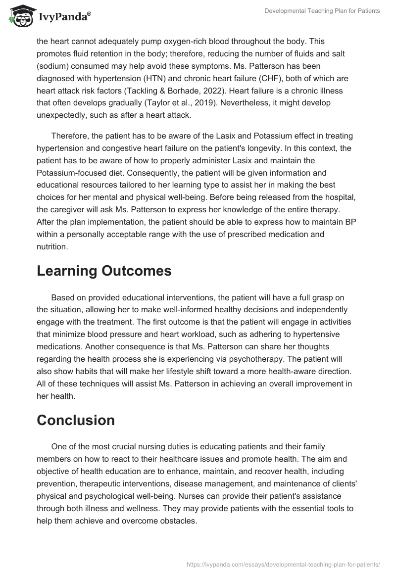 Developmental Teaching Plan for Patients. Page 3