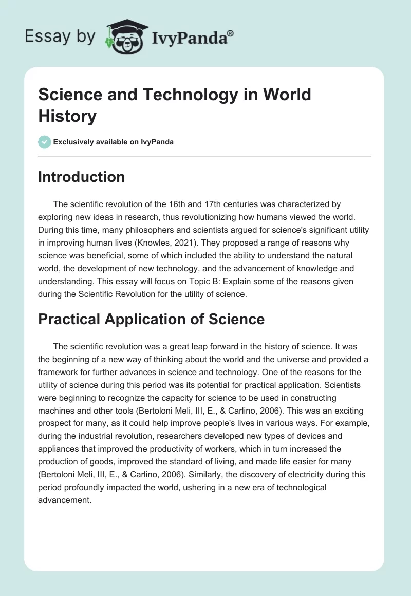 Science and Technology in World History. Page 1
