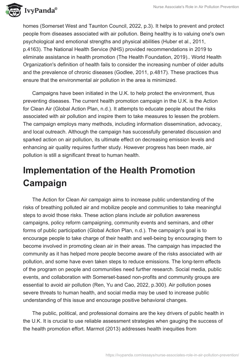Nurse Associate's Role in Air Pollution Prevention. Page 2