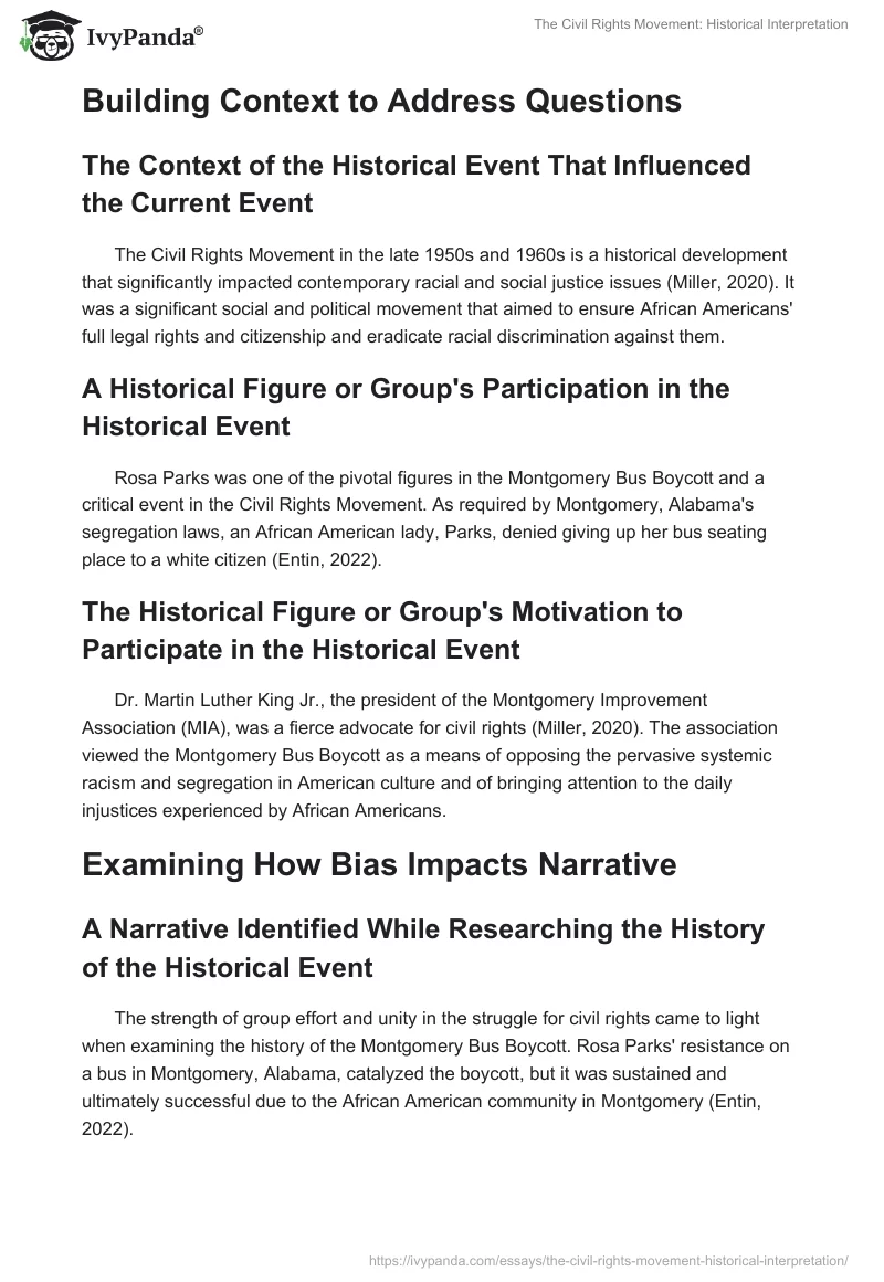 The Civil Rights Movement: Historical Interpretation. Page 2