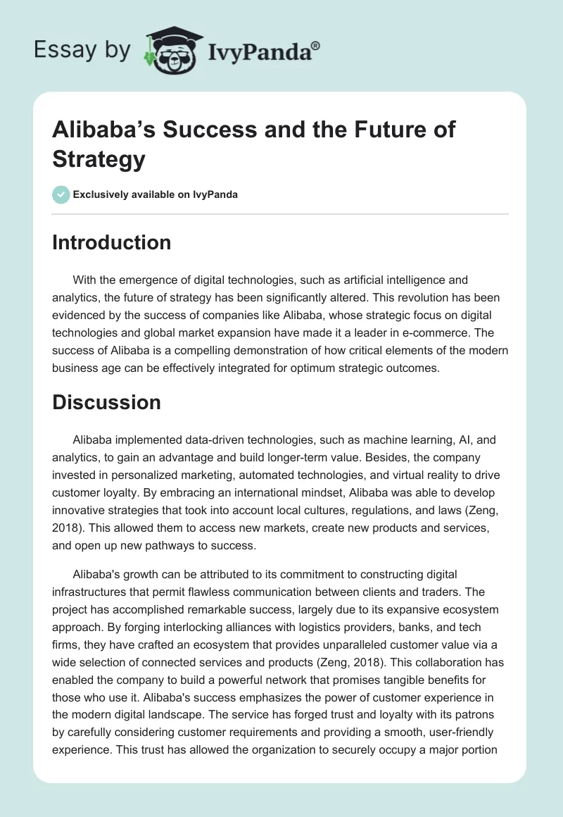 Alibaba’s Success and the Future of Strategy. Page 1