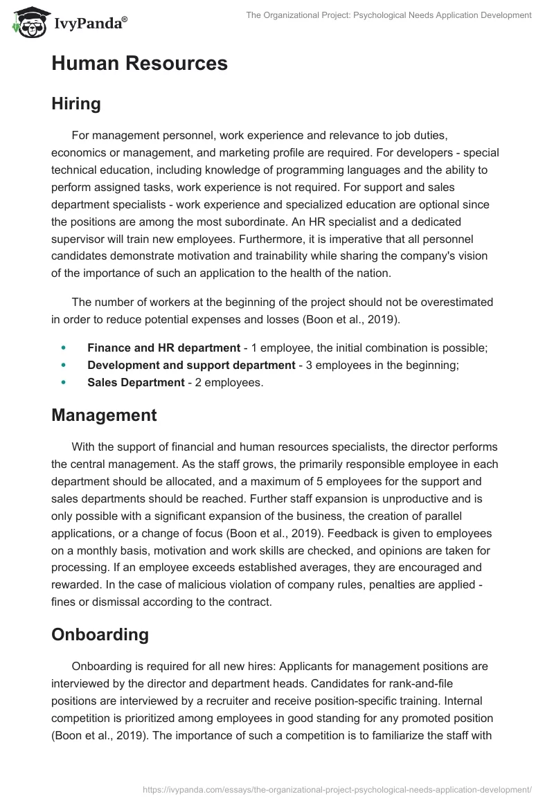 The Organizational Project: Psychological Needs Application Development. Page 3