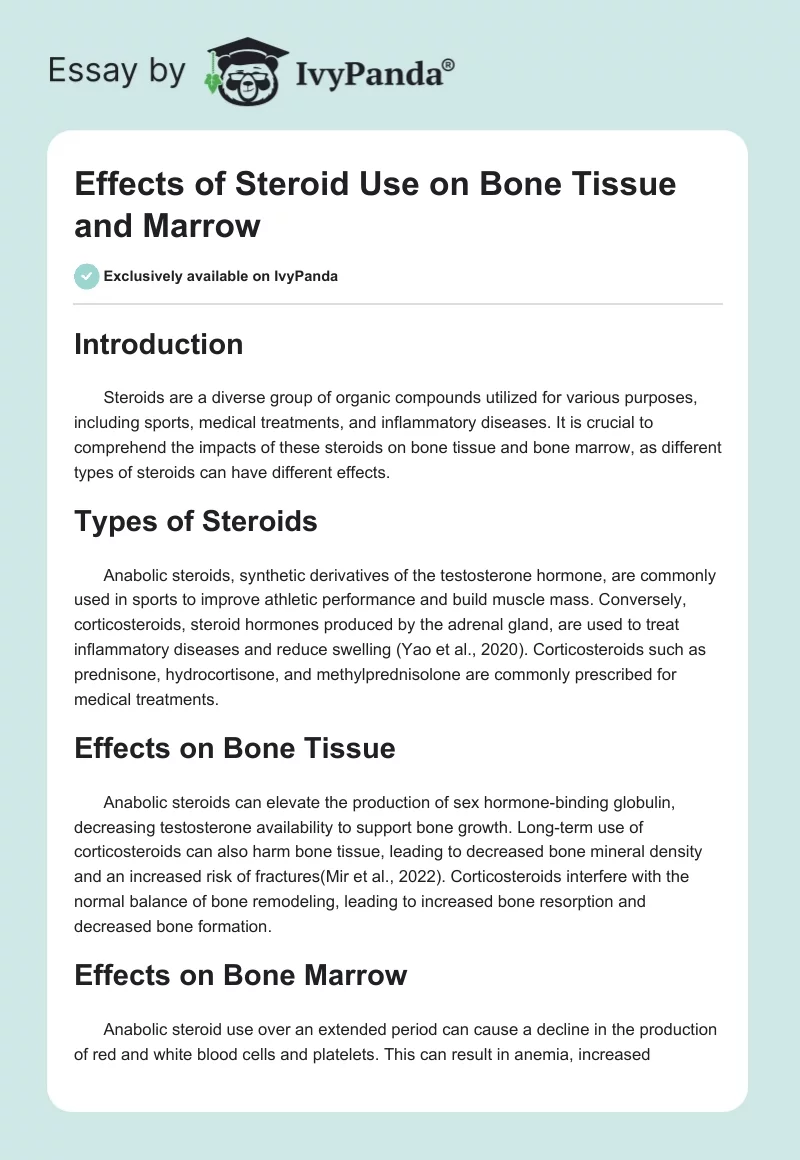 Effects of Steroid Use on Bone Tissue and Marrow. Page 1