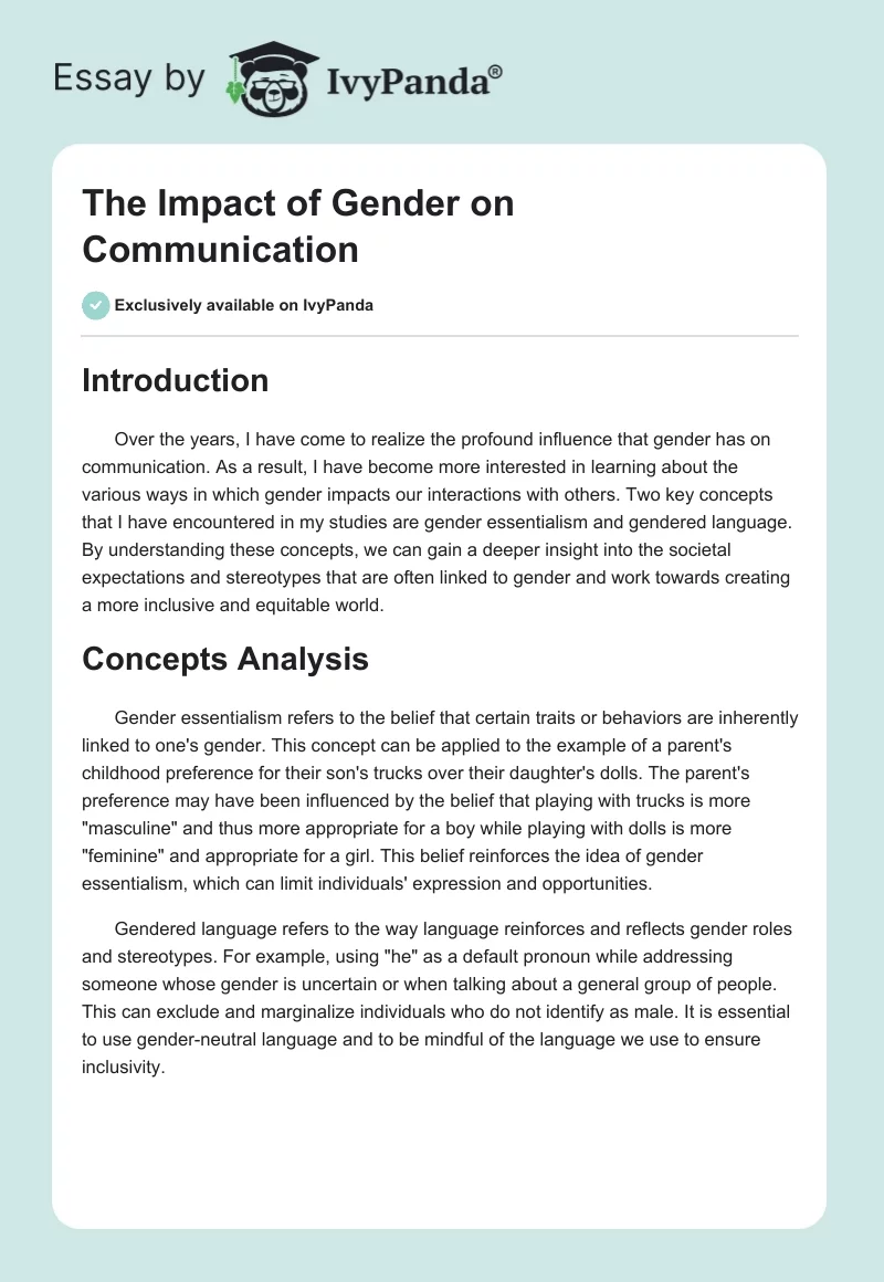 The Impact of Gender on Communication. Page 1
