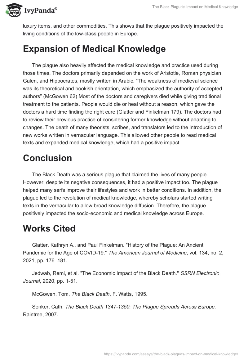 The Black Plague's Impact on Medical Knowledge. Page 2
