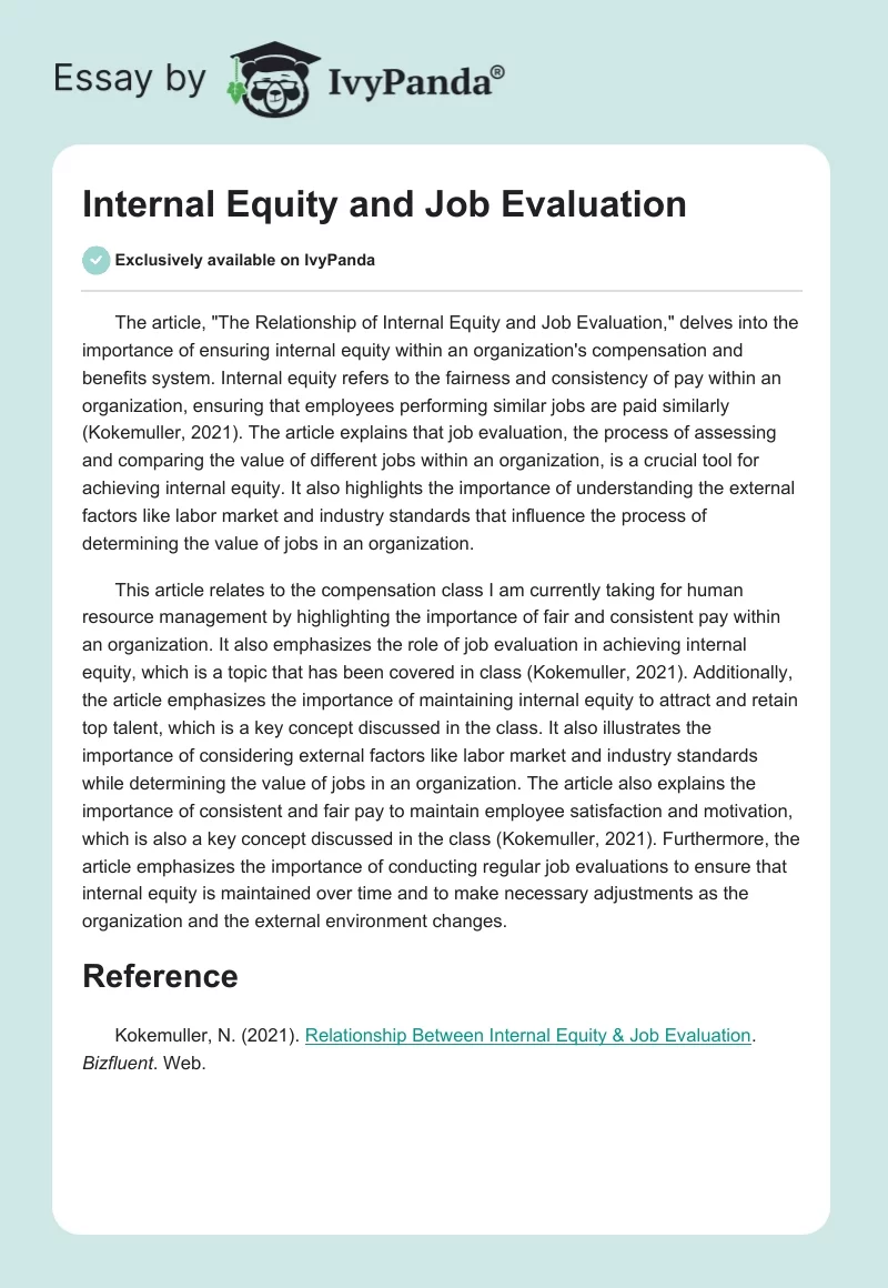 Internal Equity and Job Evaluation. Page 1