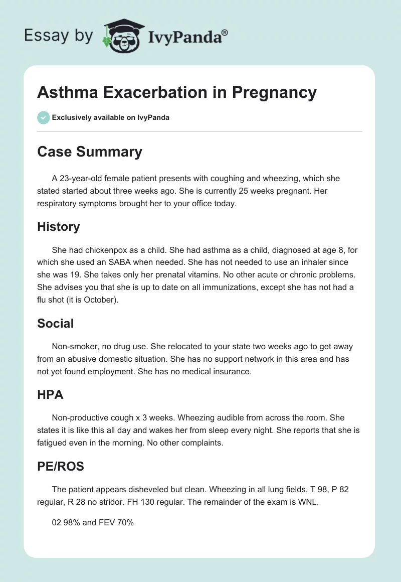 Asthma Exacerbation in Pregnancy. Page 1